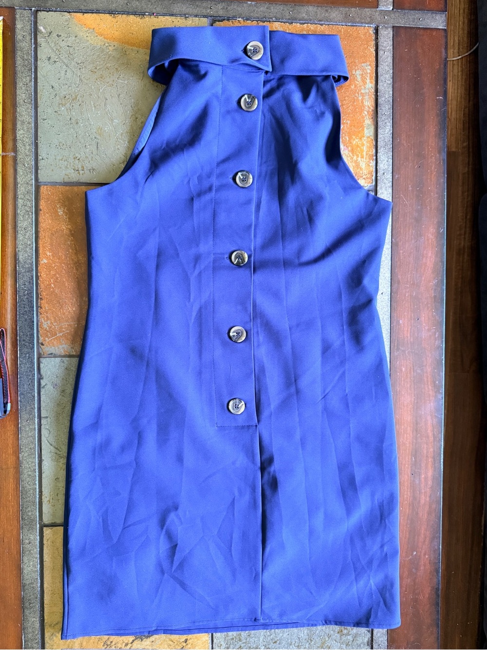 STS sailboat sable dress high collar sleeveless princess button down navy Medium